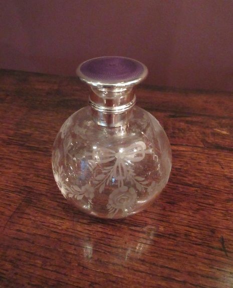 Victorian Antique Silver & Purple Enamel Scent