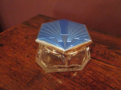 George V Period Silver & Blue Enamel Table Box