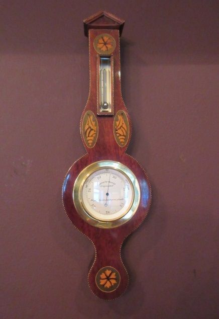 Superb Antique Sheraton Inlaid Miniature Banjo Barometer