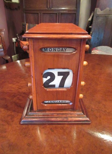 Victorian Antique Walnut Perpetual Desk Calendar
