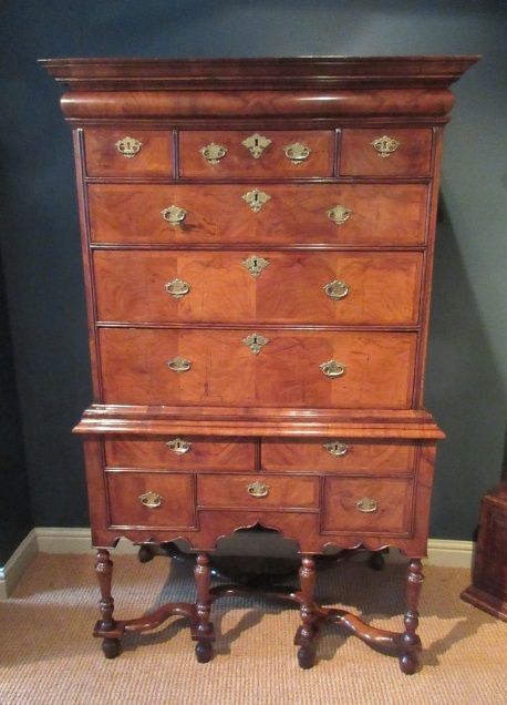 Fine Queen Anne Period Antique Walnut Chest on Stand