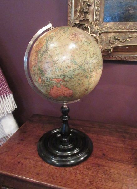 1920'S Phillip's 10" Paper Mache Terrestrial Globe