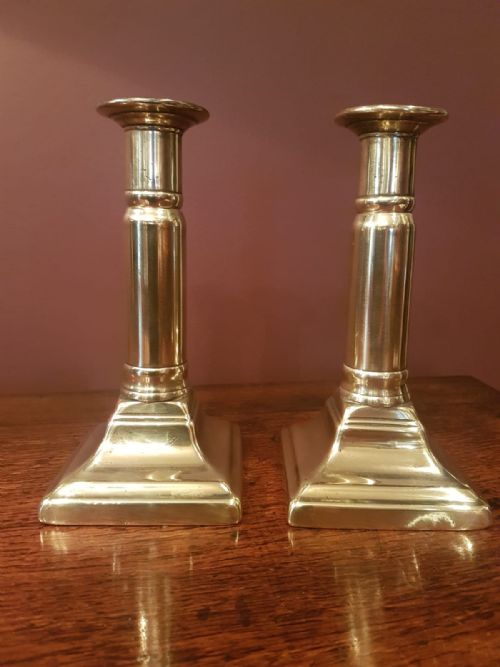 Rare Pair of Georgian Brass Telescopic Candlesticks