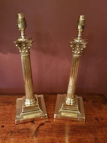 Top Quality Pair of Corinthian Column Table Lamps