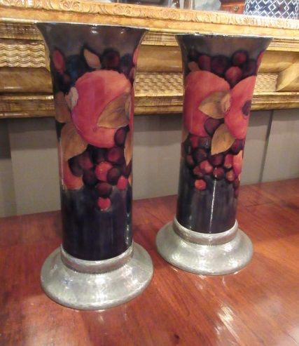Pair of Moorcroft Tall Pomegranate Liberty Vases