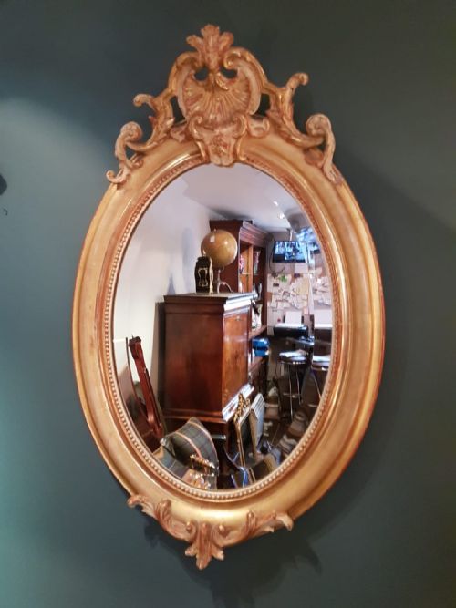 Early Victorian Timber Gilt Oval Mirror