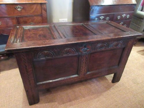 George II Period Oak Three Panel Yorkshire Coffer