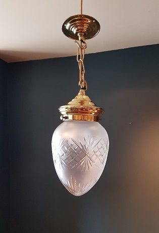 Edwardian Antique Crystal Cut Hanging Pendant Light
