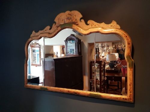 Superb Edwardian Antique Chinioserie Wall Mirror