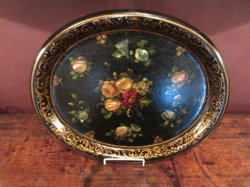 Mid Victorian Antique Papier Mache Tray