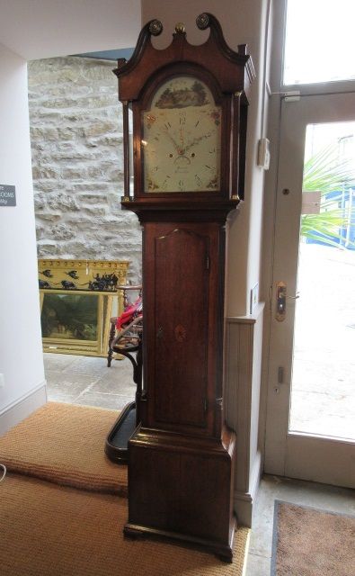 Small George III Antique Inlaid 8 Day Longcase Clock