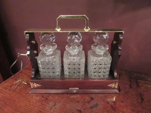 Superb Antique Rosewood Three Bottle Tantalus