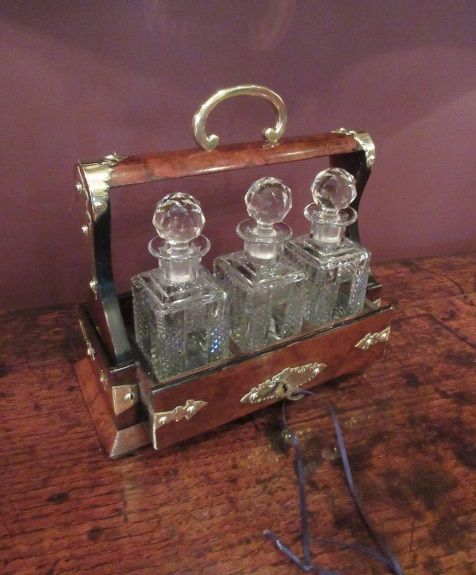Victorian Burr Walnut Miniature Tantalus