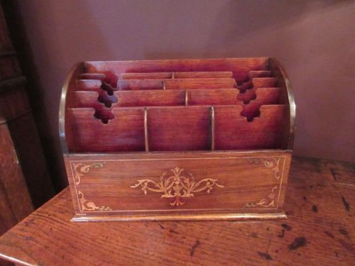 Victorian Antique Rosewood Inlaid Desk Tidy