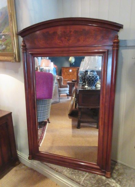 William IV Period Antique Flame Mahogany Hall Mirror