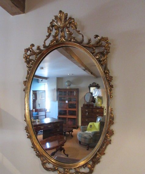 19th Century Antique Gilt Oval Florentine Mirror