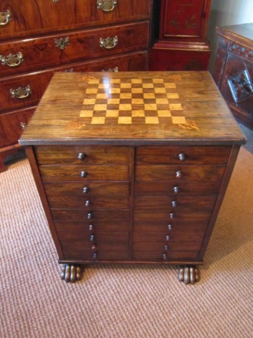Superb Regency Antique Chess Top Collector's Chest