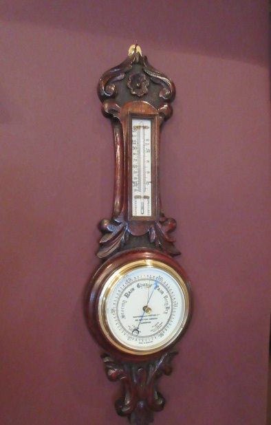 Small Mid Victorian Polished Oak Banjo Barometer