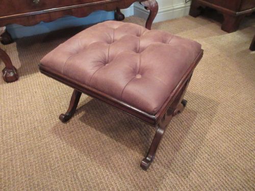 Regency Antique Rosewood X Frame Stool