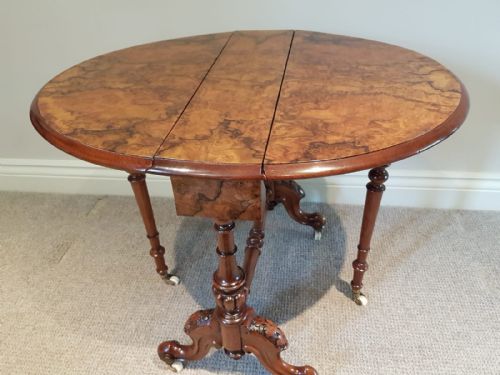Superb Mid Victorian Burr Walnut Baby Sutherland Table