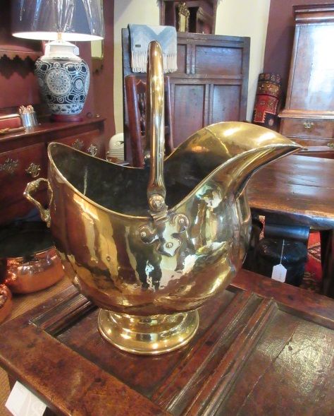 Mid Victorian Antique Polished Brass Coal Scuttle
