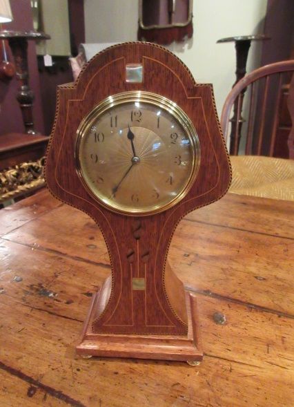 Art Nouveau Period Antique Inlaid Mantel Clock