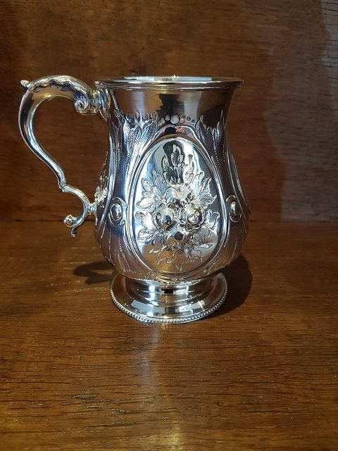 Victorian Antique Silver Embossed Child's Cup