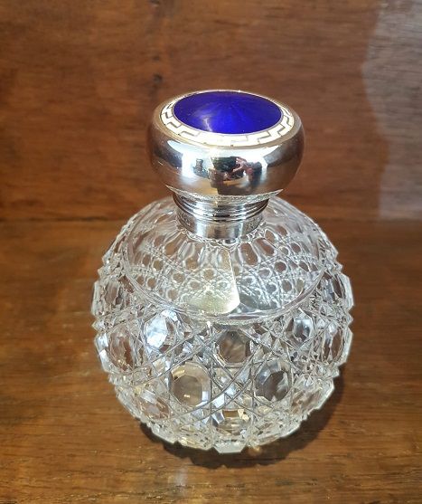 Top Quality Antique Silver & Royal Blue Enamel Scent