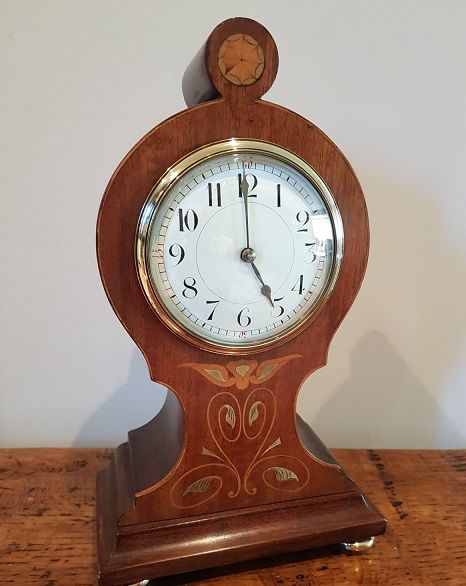 Art Nouveau Antique Inlaid Shaped Mantel Clock