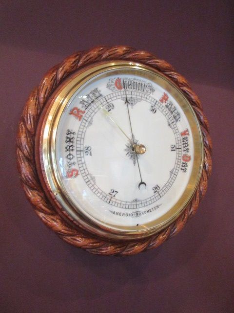 Large Victorian Antique Polished Oak Ship's Barometer
