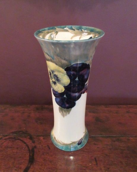 Early Moorcroft Pansy on Cream Flared Top Vase