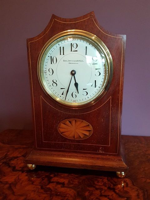 Edwardian Antique Sheraton Inlaid Mantel Clock