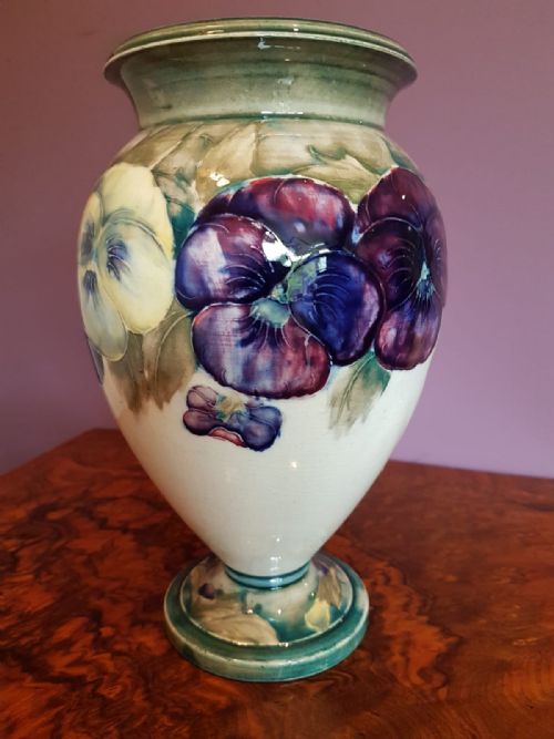 Early Moorcroft Antique Pansy on Cream Vase