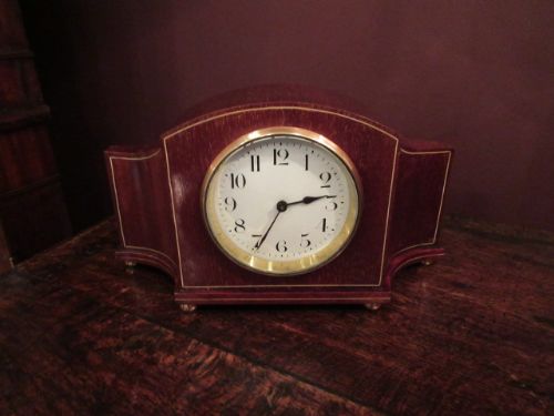 Small Edwardian Antique Inlaid Mantel Clock