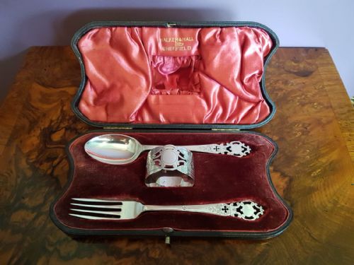Victorian Walker and Hall Silver Child's Christening Set