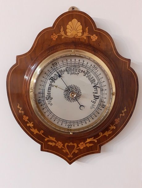 Edwardian Antique Sheraton Inlaid Aneroid Barometer