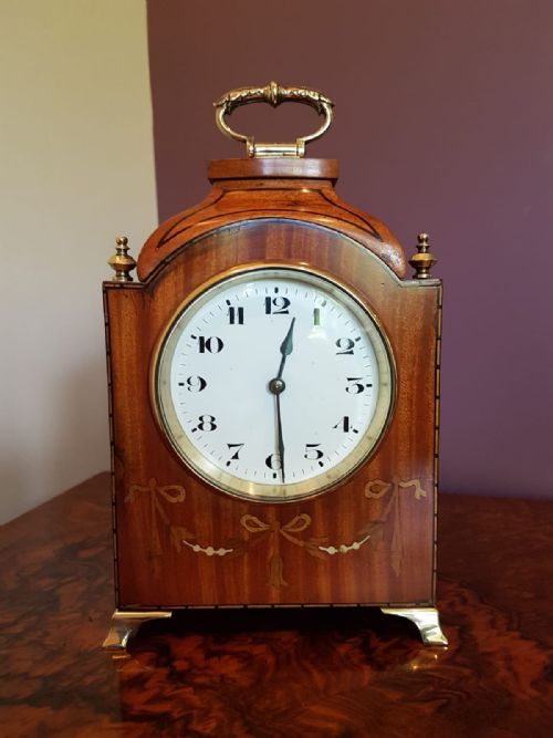 Edwardian Inlaid Satinwood Mantel Clock