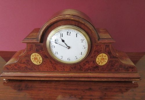 Edwardian Antique Sheraton Inlaid Mantel Clock