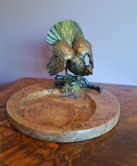 Superb 1920'S Cold Painted Bronze Desk Tidy