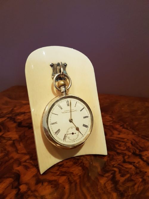 Silver Waltham Pocket Watch and Rare Stand
