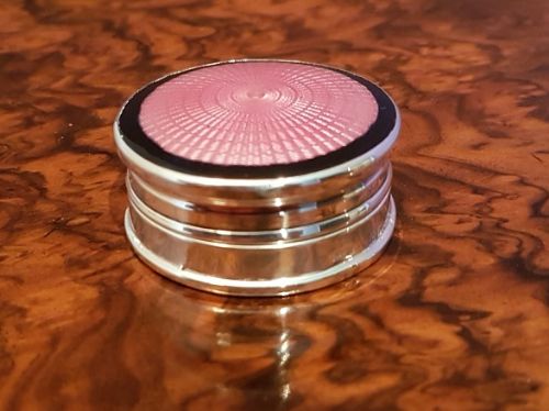 George V Antique Silver & Pink Enamel Box