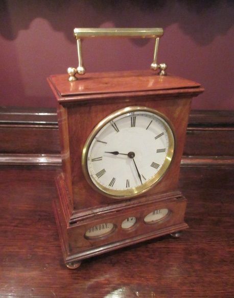 Superb Antique Walnut Mantel Clock with Calendar