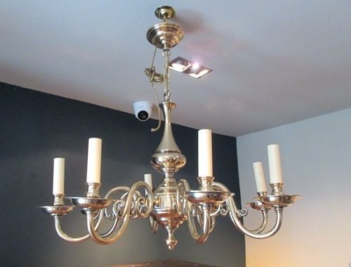 Edwardian Antique Cast Bronze Eight Arm Chandelier