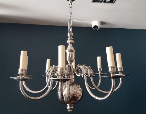 Edwardian Antique Nickel Plated Chandelier