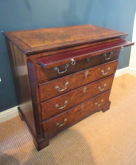 George III Period Antique Burr Walnut Bachelor's Chest