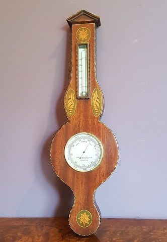 Antique Sheraton Inlaid Pocket Barometer in Case