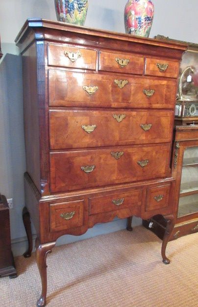 Fine George II Antique Figured Walnut Chest on Stand