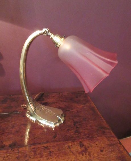 Art Nouveau Antique Cast Brass Desk Lamp