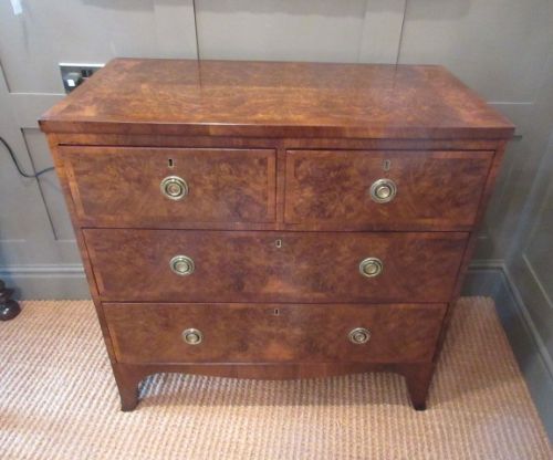 Small Regency Antique Burr Walnut Chest of Drawers