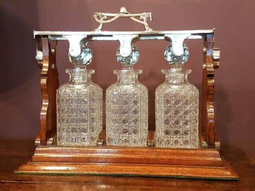 Antique Victorian Jockeys Cap 3 Bottle Tantalus